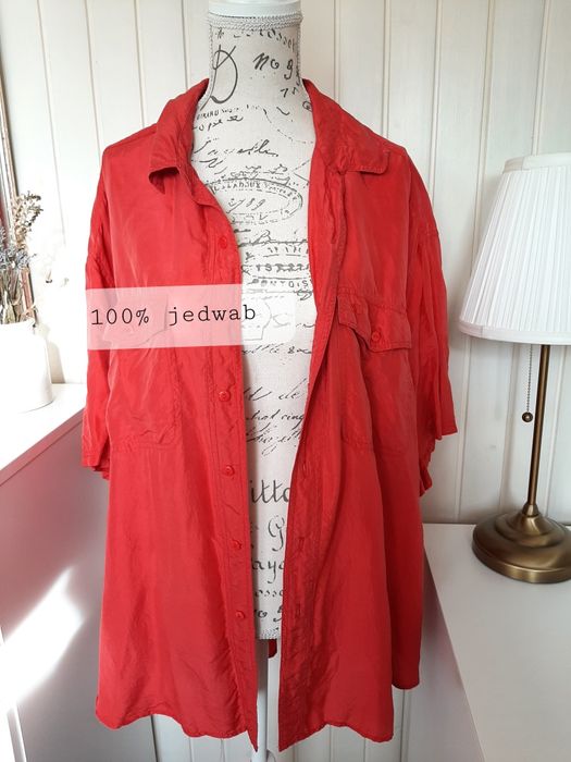 Jedwabna maliniwa koszula 42 Valentino