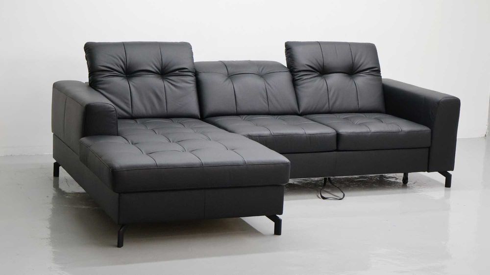 TLJ Narożnik funkcja spania skóra naturalna pojemnik regulowane zagłow