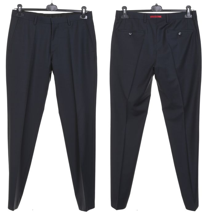 ROY ROBSON Slim Fit granatowe spodnie garniturowe 85% wełna strecz 48