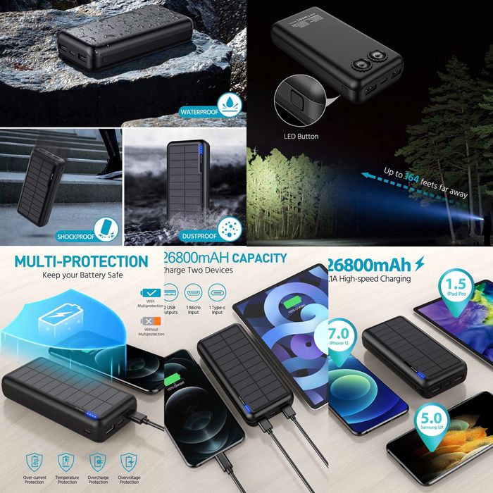 Power bank solar 26800 mAh