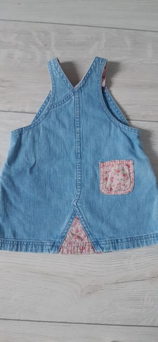 Sukienka jeansowa NEXT + dwie bluzeczki, rozmiar 62, 0-3 miesięcy