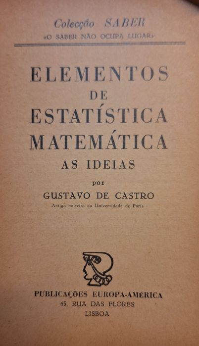 Elementos de Estatística Matemática. Pub. Europa América