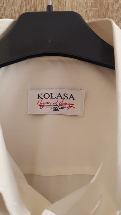 KOLASA koszula męska beżowa kremowa ecru, krótki rękaw, 52