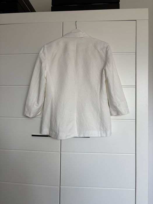 Biała lniana marynarka żakiet H&M 40