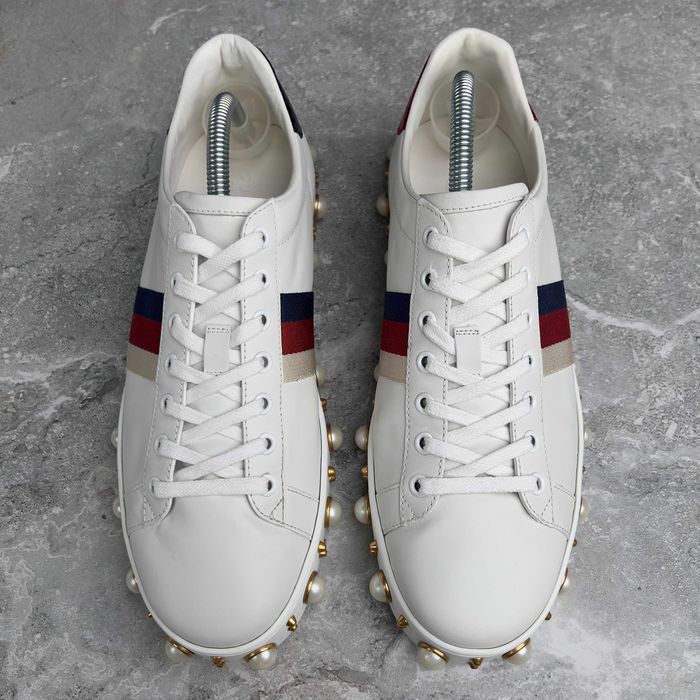 Gucci Ace Web Studded Pearls Жіночі кросівки кеди шкіра оригінал 40.5