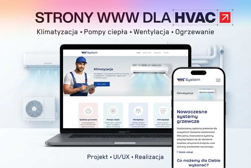 Strony WWW dla firm HVAC – klimatyzacja, pompy ciepła, wentylacja, ogrzewanie