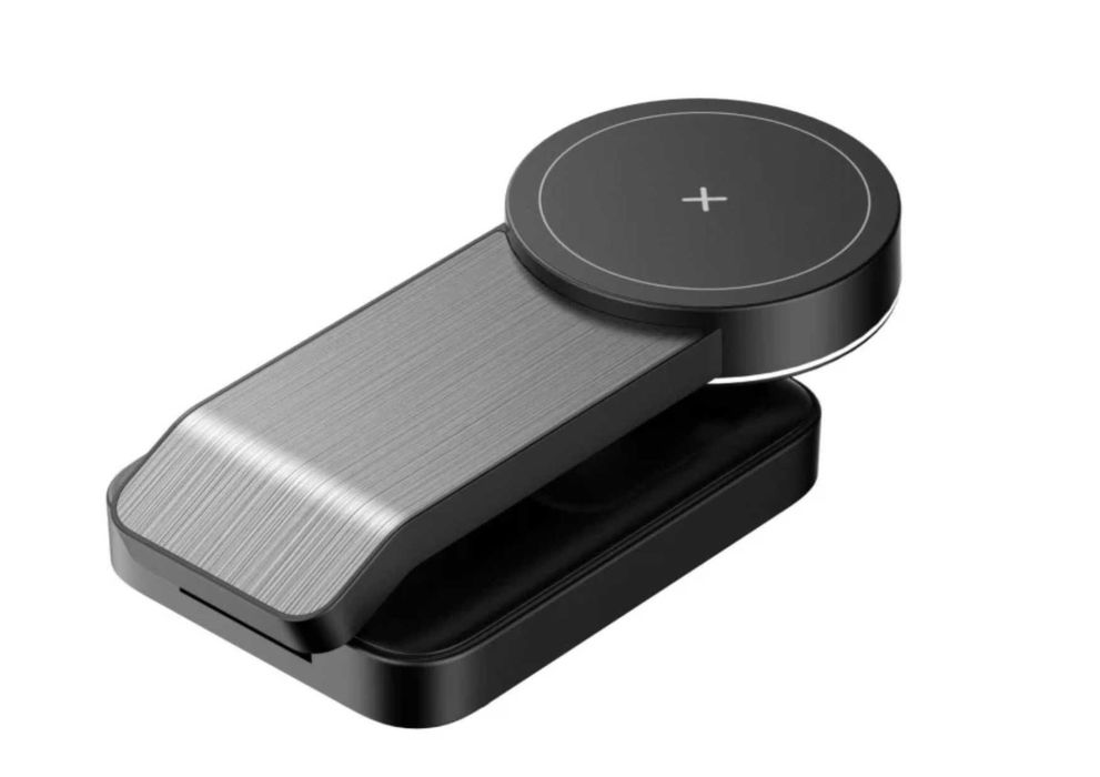 Ładowarka Apple Silver Monkey Alu MagCharger Qi2 3in1 Czarna Nowa