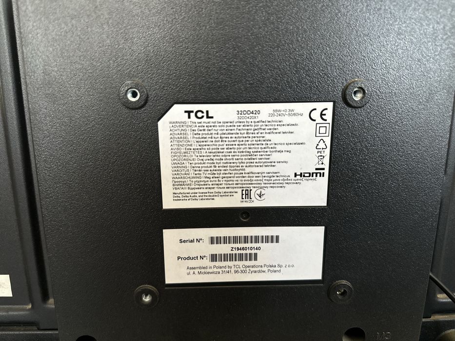 TV LED 32" HD c/ Sintonizador Satélite, Cabo e TDT - TCL