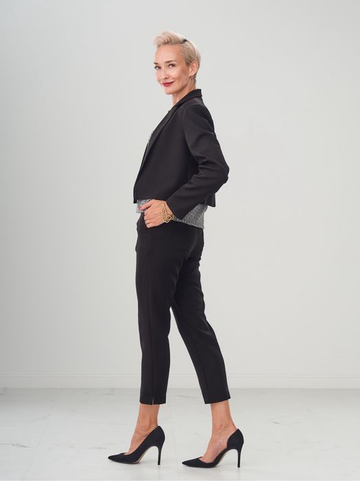 Li parie spodnie garniturowe capri 7/8 eleganckie czarne L 40