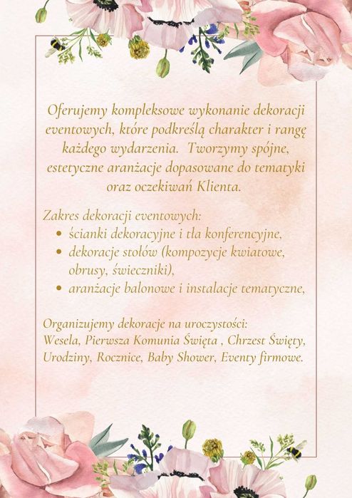 Stylowa Oprawa Przyjęć i Uroczystości