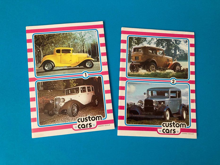 Colecção de 4 Cadernos Escolares Custom Cars Hot Rods Anos 80 Ambar