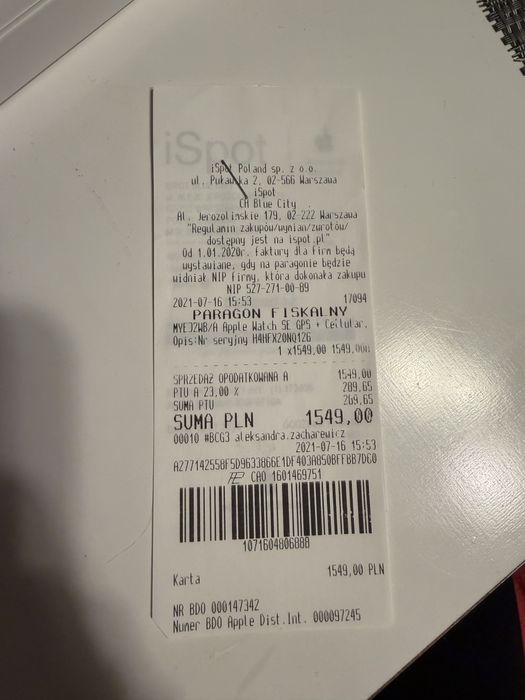 Zegarek Apple Watch SE 40 mm na części