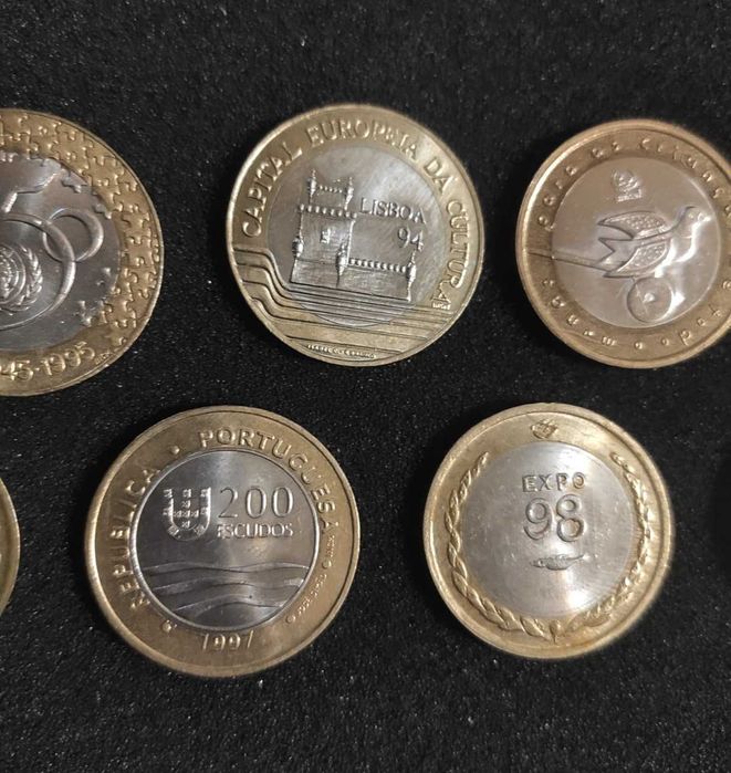 7 moedas de 200$ Bimetálicas