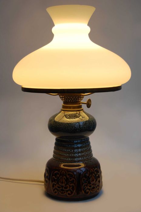 Lampa stołowa ceramiczna, ceramika, Polmo Wałbrzych, PRL, vintage