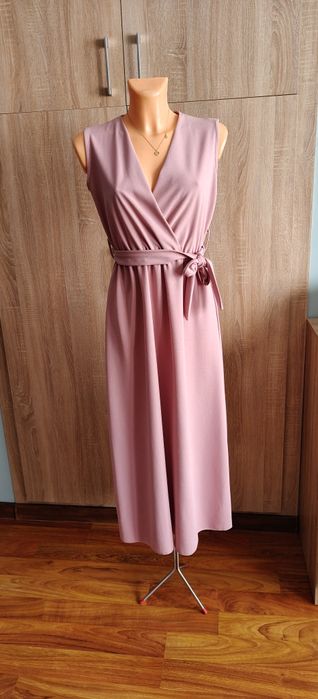 Sukienka MIDI pudrowy róż studniówka wesele chrzciny