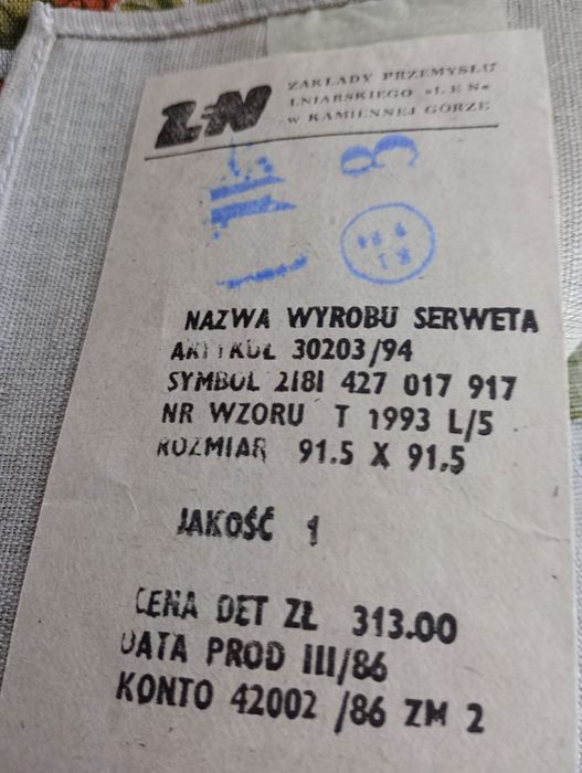 Obrus serweta lniana 91,5 cmx91,5 cm