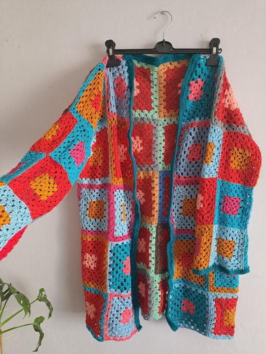 Sweter handmade robiony na szydełku, r. L