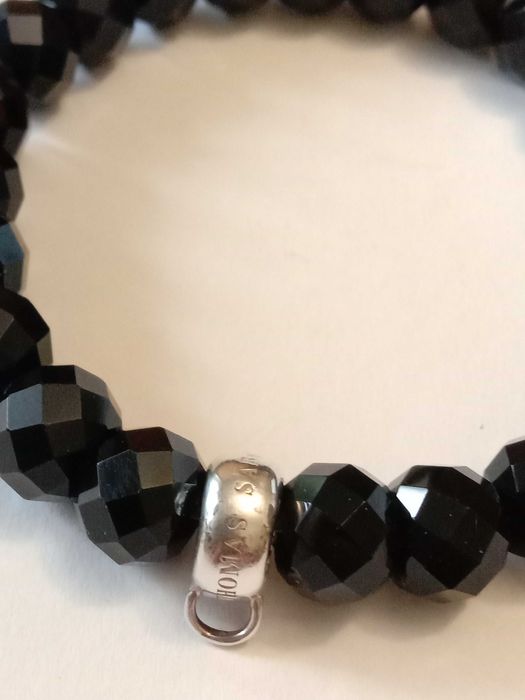 Серебряный браслет Thomas Sabo жемчуг обсидиан серебро винтаж