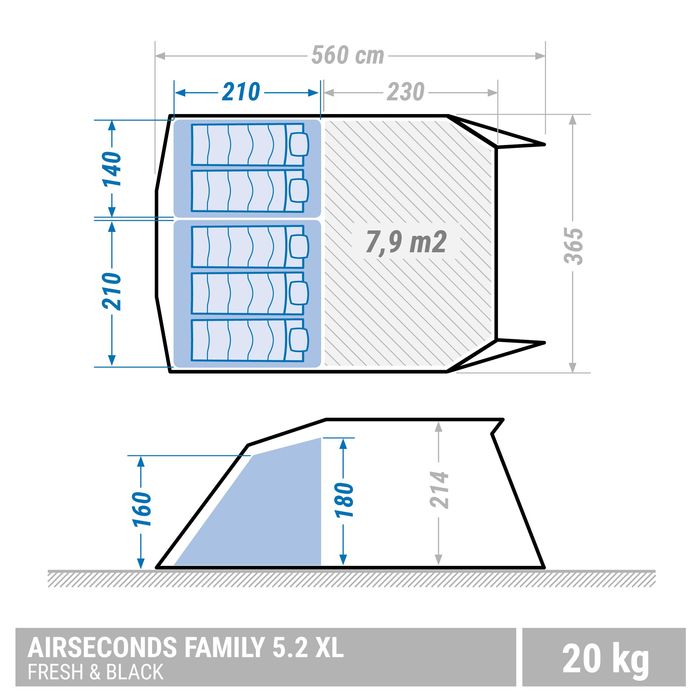 Tenda de Campismo Insuflável - AIR SECONDS 5.2 F&B - 5 Pessoas - 2
