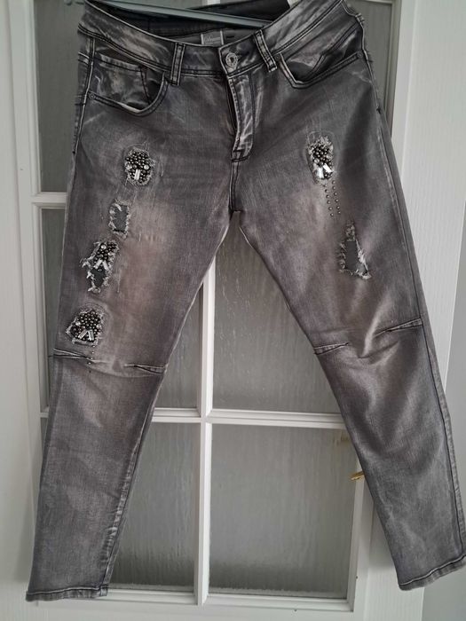 Jeansy szare z dziurami r 40/42