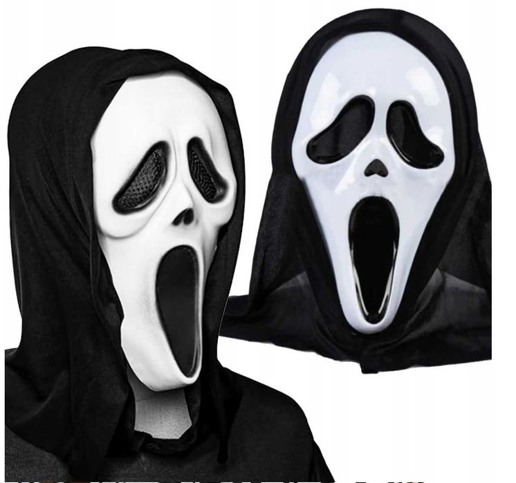MASKA NA HALLOWEEN maska krzyk scream na przebranie strój czarna