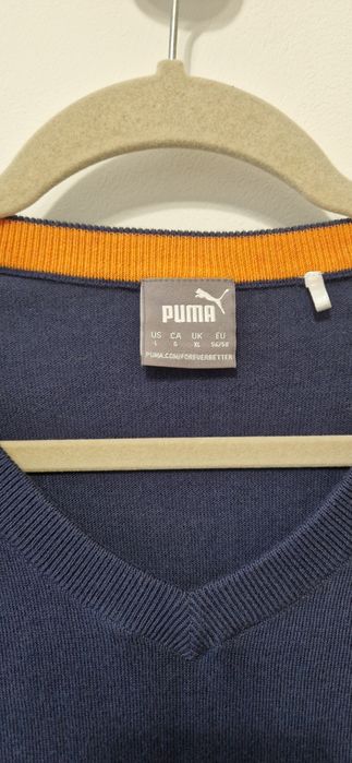 Granatowy sweter męski Puma bawełniany z kaszmirem 56/58