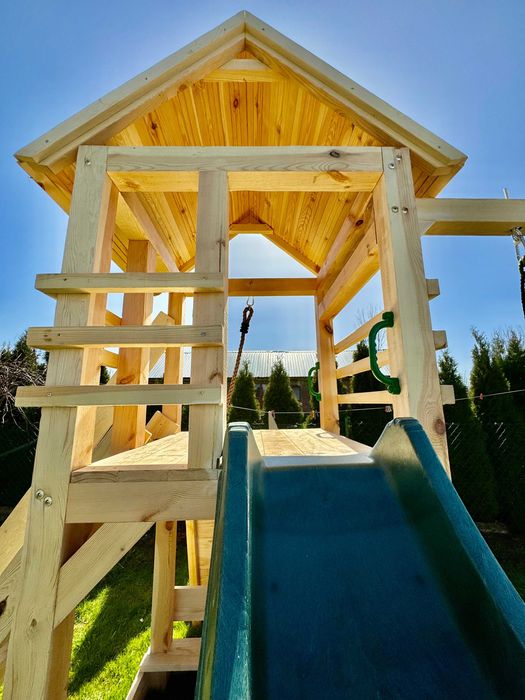 Drewniany plac zabaw dla dzieci huśtawka ślizg bocianie! Kantówka 9x9