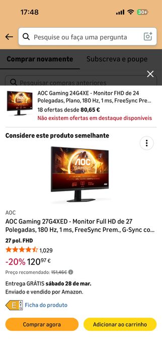 Monitor/Ecrã Gamer com Garantia
