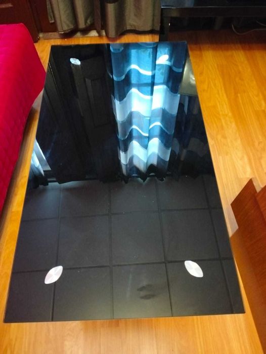 Mesa Vidro Preto Centro de Sala