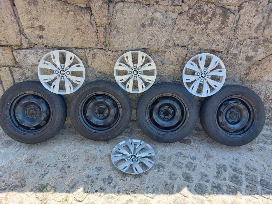 Jantes de ferro com pneus 15 + tampas peugeot