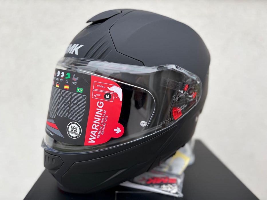 Kask motocyklowy szczekowy SMK Gullwing czarny rozmiar M, Bledna,ECE06