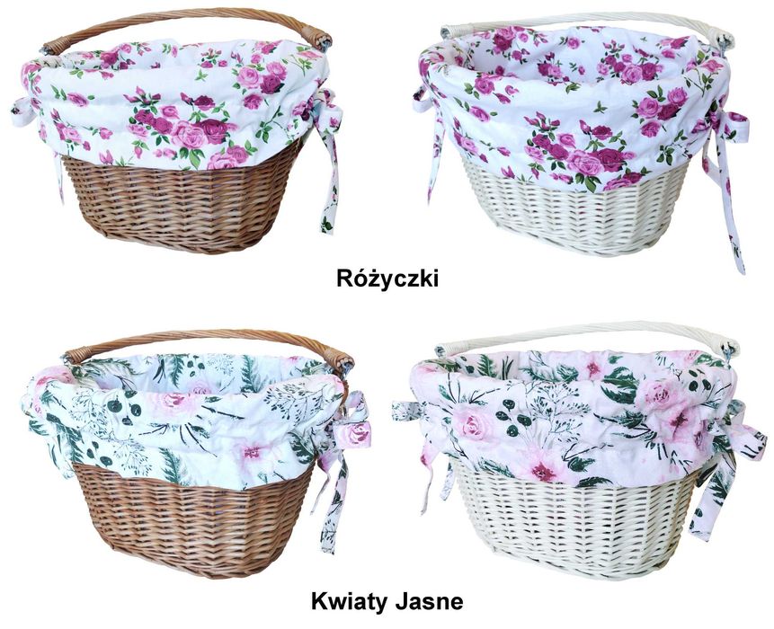 Koszyk na rower wiklinowy kosz na kierownicę z uchwytem +wkład Jackmar