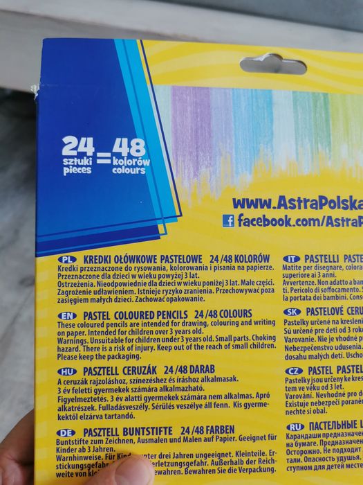 Kredki pastelowe 24 sztuki =48 kolorów Astra nowe
