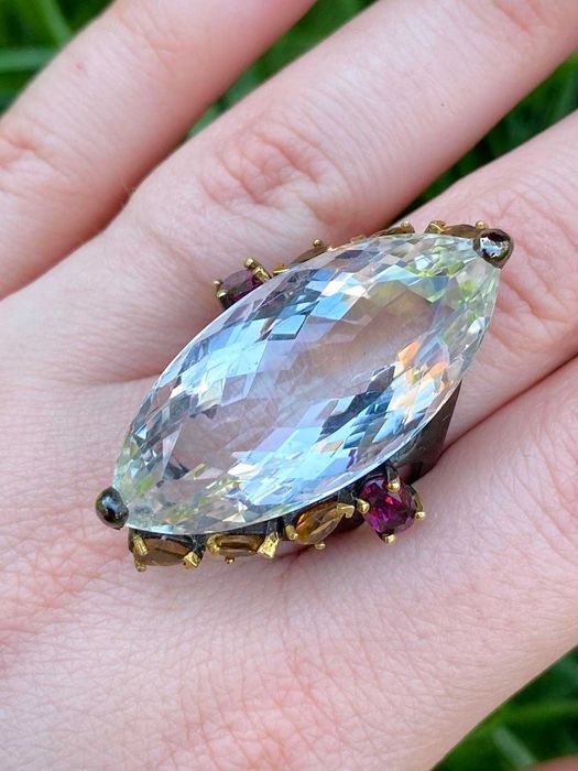 Srebrny pierścień z naturalnym Kryształem Górskim!!!