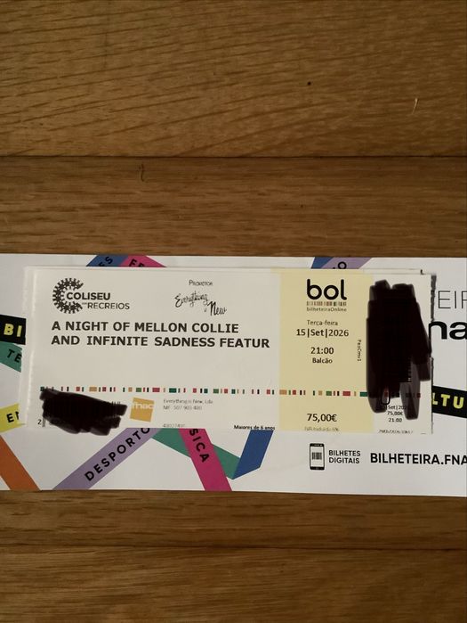Bilhete “a night of mellon collie”
