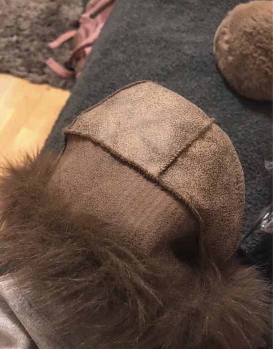 Futrzana, brązowa czapka, NOWA coquette