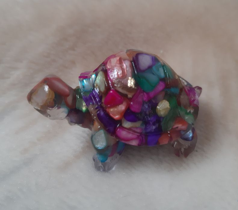 Figurka żółw kolorowy dekoracja kamień naturalny