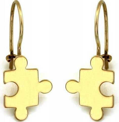 Złote kolczyki 585 puzzle puzel 0,87g prezent modny wzór 14kt