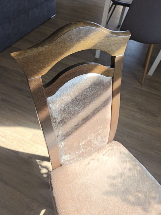 Krzesła  dąb rustykalny+velvet 6szt styl Ludwik