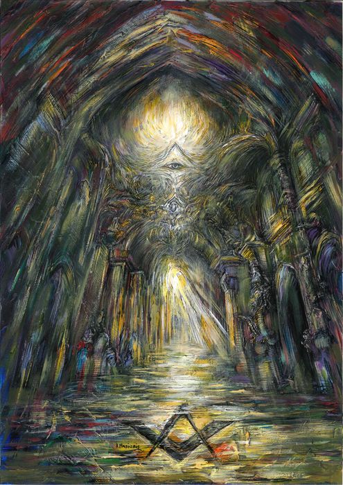 Swiątynia akryl na papierze 42/30 cm