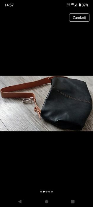 Torebka typu hobo czarna z regulowanym paskiem Espresso