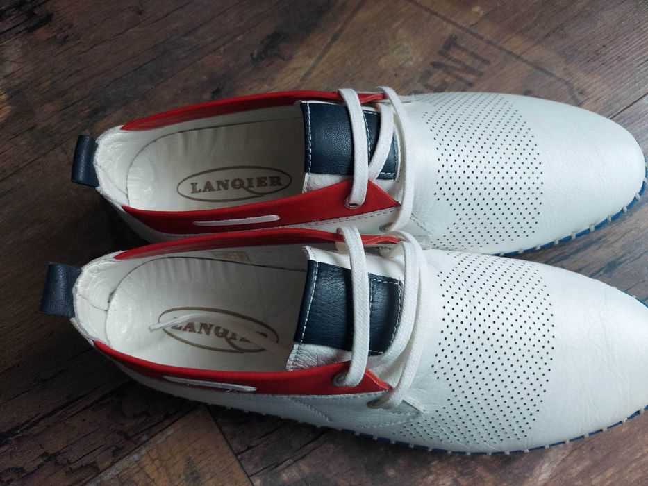 Mega WYPRZEDAŻ Buty męskie SKÓRZANE Lanqier Model 38A424 rozmiar 44