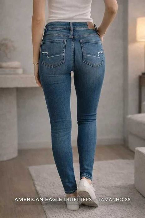 Calça de ganga skinny Super Stretch para mulher, da marca American Eagle Outfitters