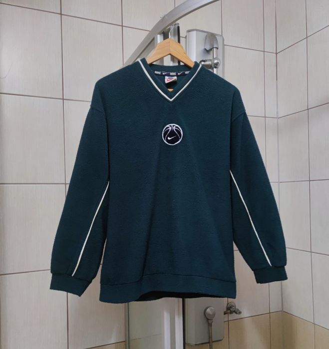 bluza kurtka męska L Nike classics polarowa zielona ciemna  sweter hoo