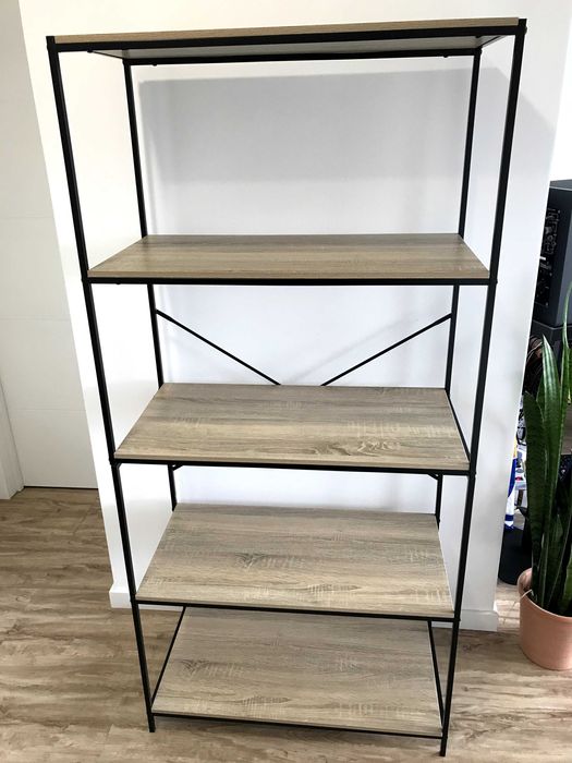 Estante Sklum de Madeira e Metal preto & natural