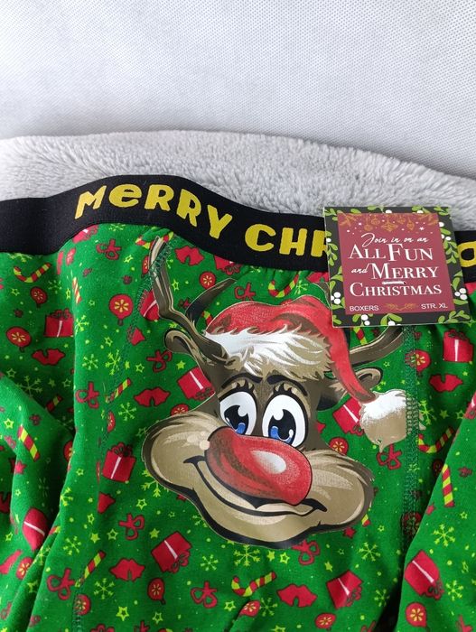 Świąteczne bokserki renifer Merry Christmas nowe XL