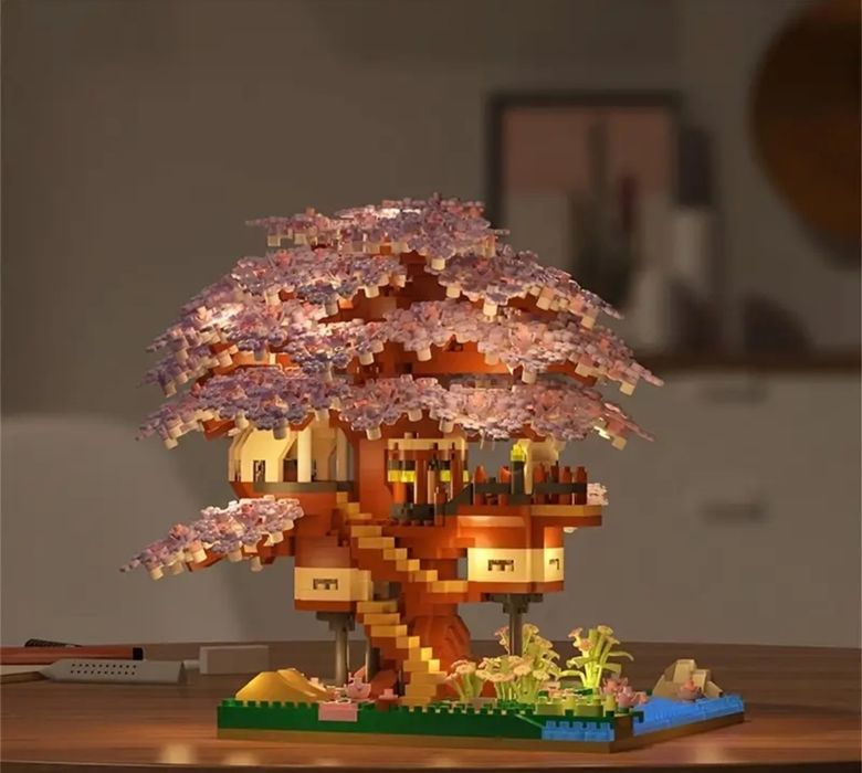 3D лего lego бонсай-дерева с вишневыми цветами (сакура) конструктор 3Д