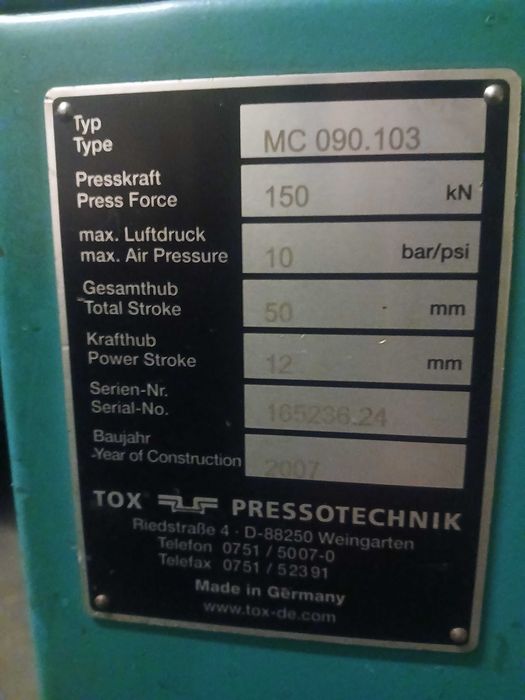 Prasa pneumohydrauliczna  TOX Pressotechnik