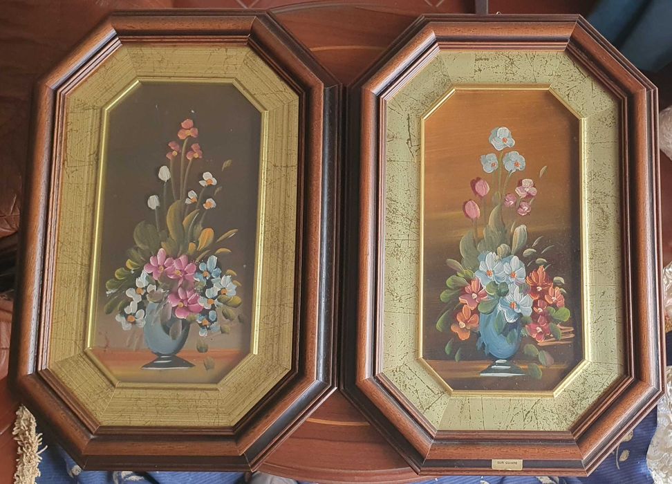 Pinturas a Óleo sobre Cobre com Molduras em Madeira - (2).