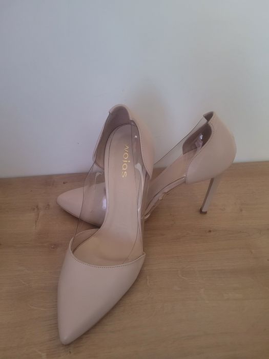 Czulenka szpilki Wojas nudę beige przezroczyste do biura 37